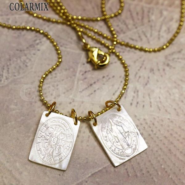

chains 10 strands naturla shell san benito necklace for women rectangle religion neclace slim chain 9717, Silver