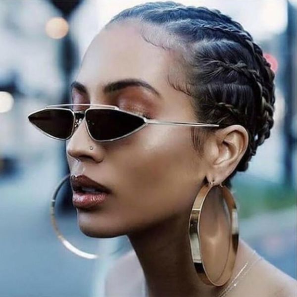 

sunglasses luxury women 2021 double metal frame vintage sun glasses men shades brand small cat eye triangle uv400, White;black