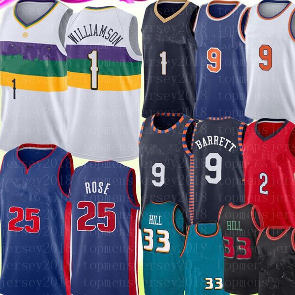 

ncaa zion 1 williamson jersey rj 9 barrett lonzo 2 ball derrick 25 rose jersey retro mesh grant 33 hill basketball jerseys, Black;red