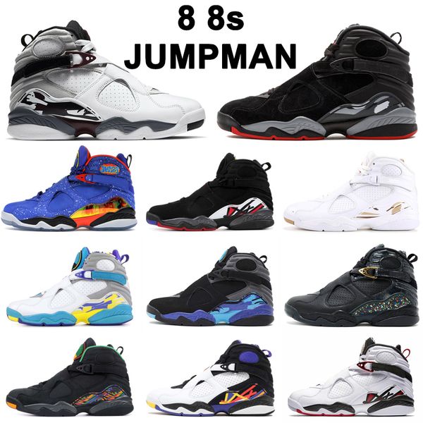 

jumpman 8 8s men basketball shoes aqua black white bred burgundy chrome 3peat valentines day snowflake mens trainers sports sneakers, White;red