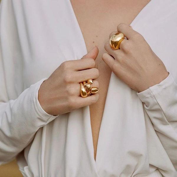 

ring cold wind irregular smooth minority design, Silver