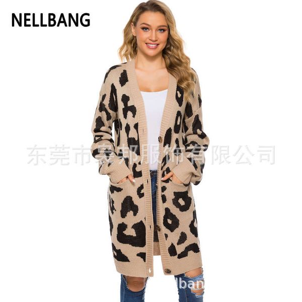 

t-shirt leopard sweater women 2020 new long sleeve cardigan loose, White;black