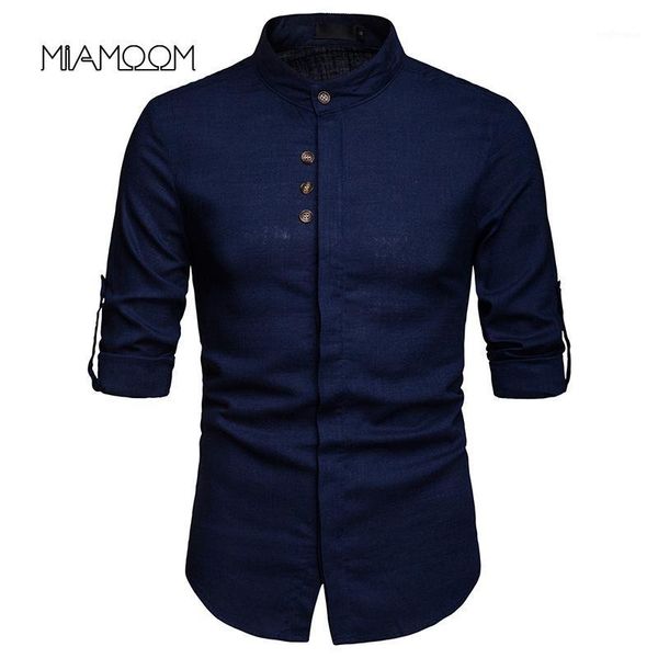

miamoom men's business casual linen long-sleeve shirts street wear1, White;black
