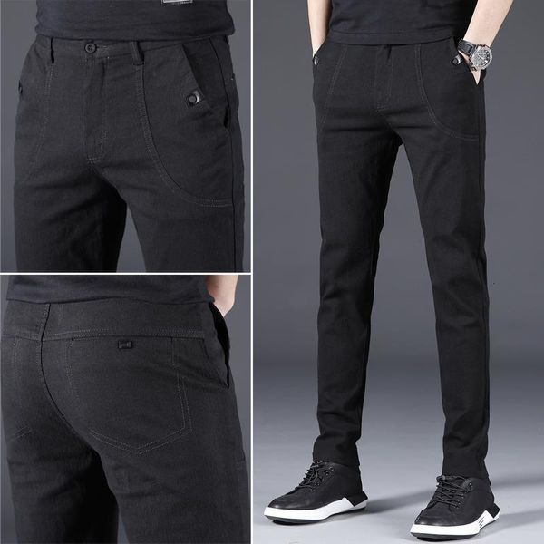 

2020 brand men pants casual mens business male trousers classics mid weight straight full length fashion breathing pant, Black