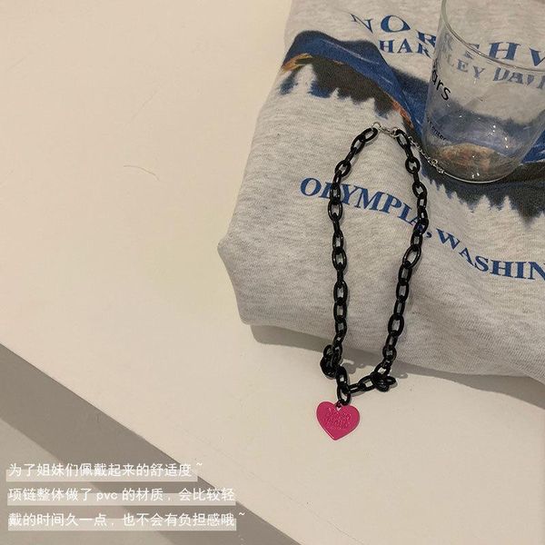 

любовь ожерелье мода лаконичная женская мода красный ухудшение хоп дизайнер цепь цепной цепи ключа цепь прямых продаж jlltek home003, Black