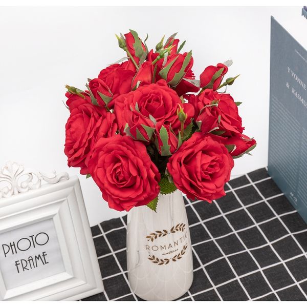 

beautiful big artificial rose latex flowers branch 2 bud real touch wedding fake flowers for home christmas decoration white f wmtnvl