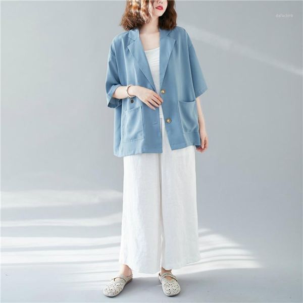 

plus size blazer jacket coat women casual summer 2020 blue pink cardigan 4xl womens half sleeve blazers womens coats streetwear1, White;black