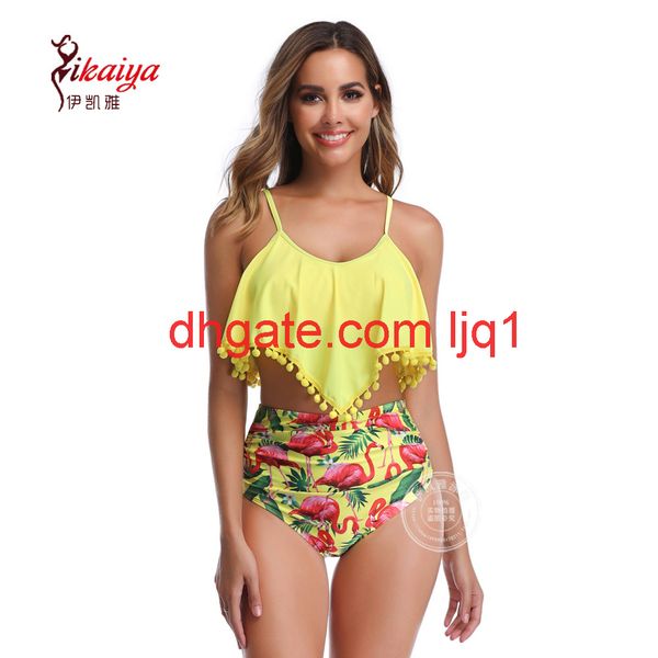 

2019 new high waist ruffle swimsuit women's bikini swimsuit, White;black