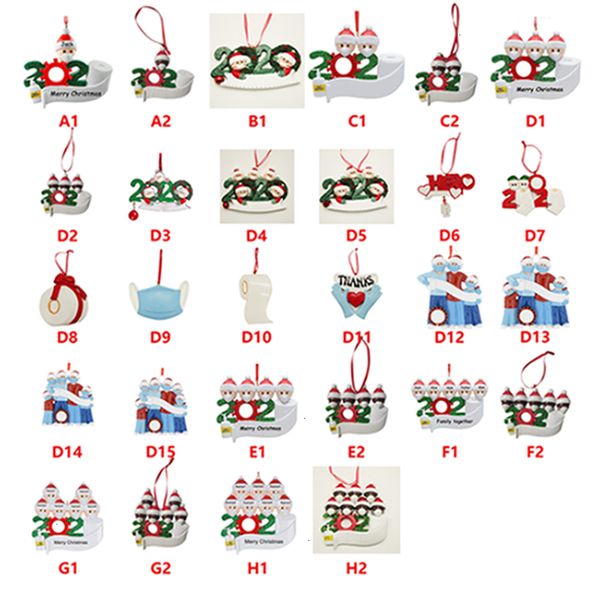 

2020 resin diy name blessings quarantine snowman family christmas tree ornaments decoration sea shipping iia667outlet56l