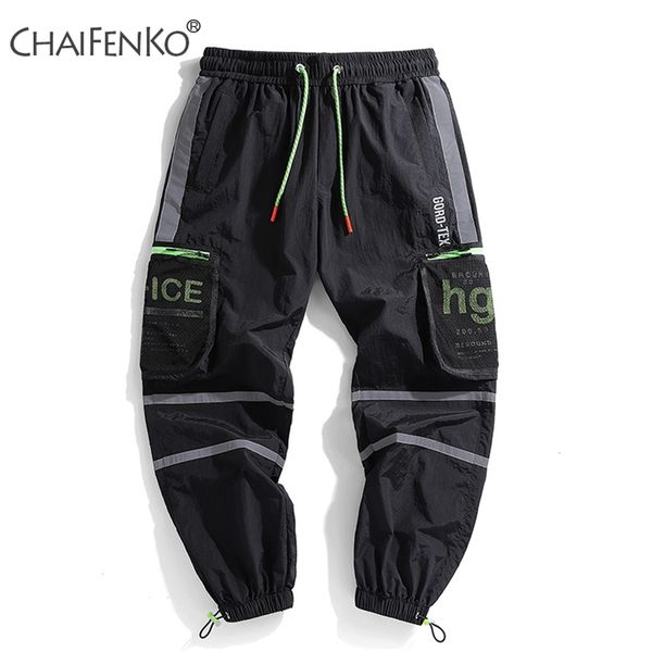 

chaifenko new hip hop streetwear beam foot cargo pants jogger leisure sports trousers men fashion reflective men pants 201217, Black