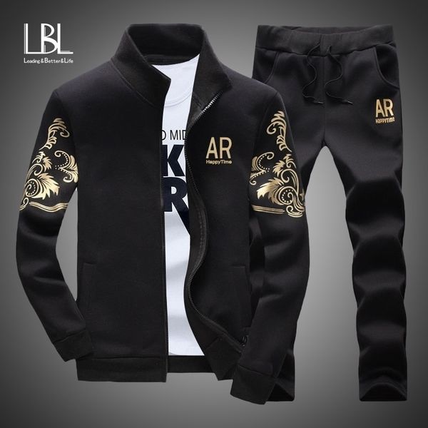 

men's tracksuit sportswear sets spring autumn casual tracksuits men 2 piece zipper sweatshirt + sweatpants brand track suit set 201123, Gray