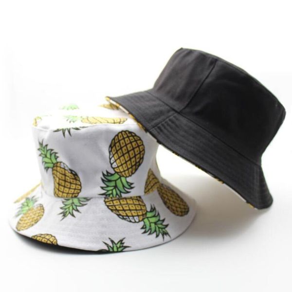 

cloches bucket hat 2021 men women summer cap banana print bob hip hop gorros fishing fisherman kapelusz rybacki, Blue;gray