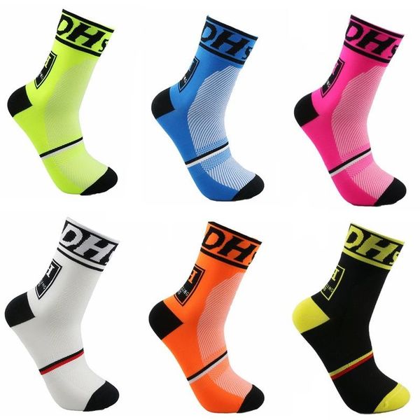 

sports socks dh cycling professional brand sport breathable bicycle sock outdoor racing big size men women, Black