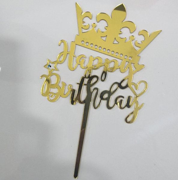 

other festive & party supplies 2021 crown happy birthday acrylic cake er gold baking decorations for gift baby shower
