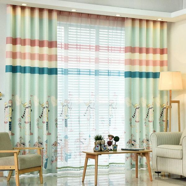 

curtain & drapes romantic cartoon blackout curtains pink blue velvet printed for living room kids princess style bedroom