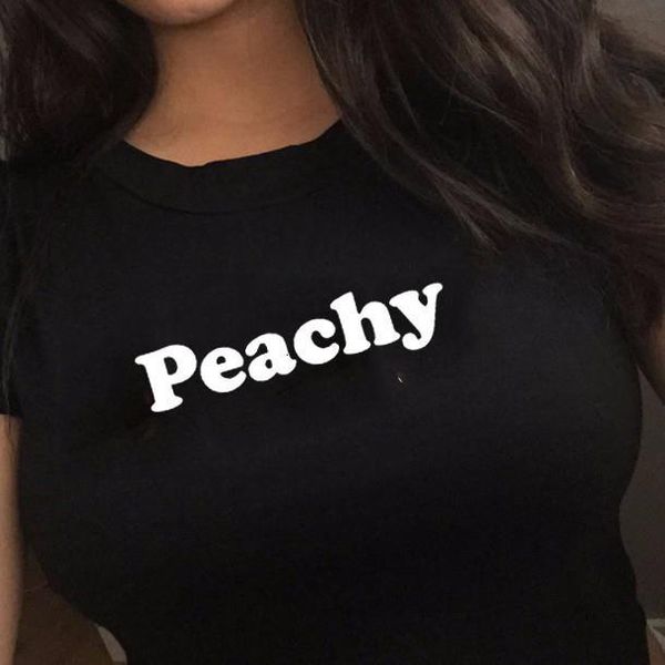 

peachy t-shirt women t shirts hipster streetwear printed short sleeved cute summer fashion tumblr grunge shirt outfits, White