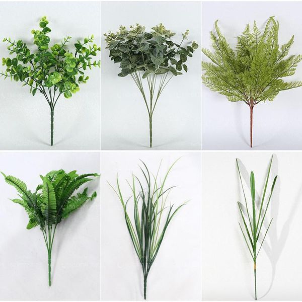 

decorative flowers & wreaths 1pc artificial green bamboo leaves fake plants greenery for wedding home el office party decoration