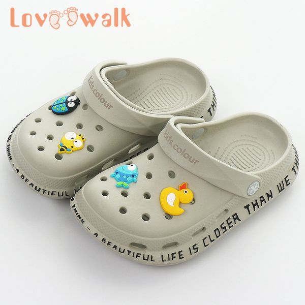 

loveewalk summer kids hollowing out garden shoes for baby boys girls croc shoes non slip cartoon children slippers lj200827, Black