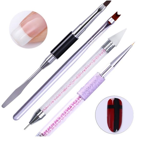 

french nail art brush gradient liner paint drawing pen acrylic nail brushes rhinestone handle dotting pen nail sqcybg