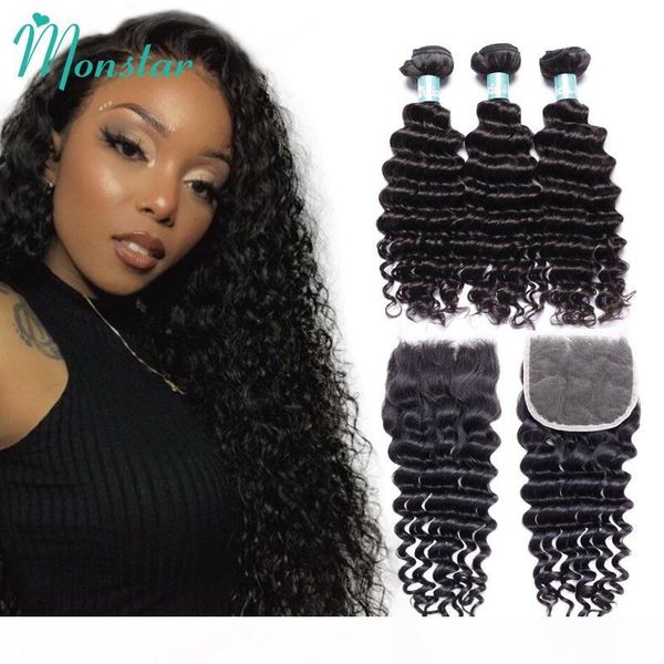 

глубокие волны монстарской перуанской глубокой волны с закрытием натуральный цвет необработанные ремискими перуанскими вьющимися человечески, Black;brown