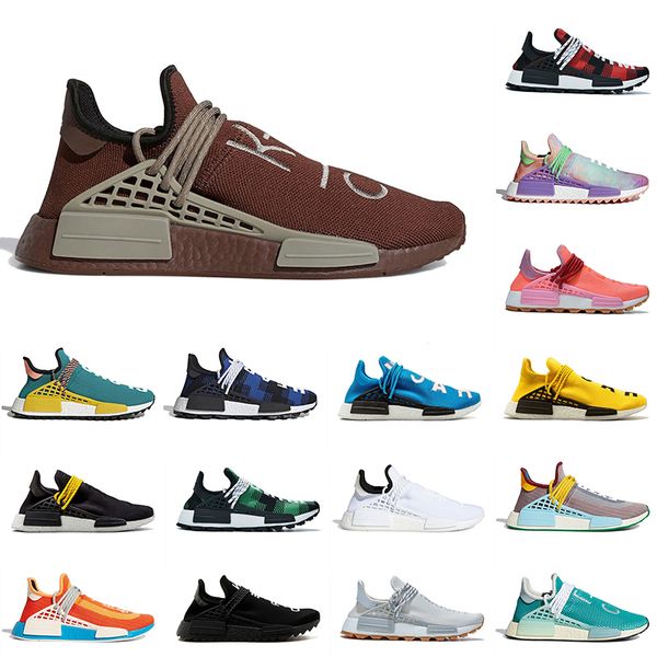 

36-47 2021 pharrell williams nmd human race shoes running shoes chocolate black yellow equality mens shoes women trainers sneakers, White;red