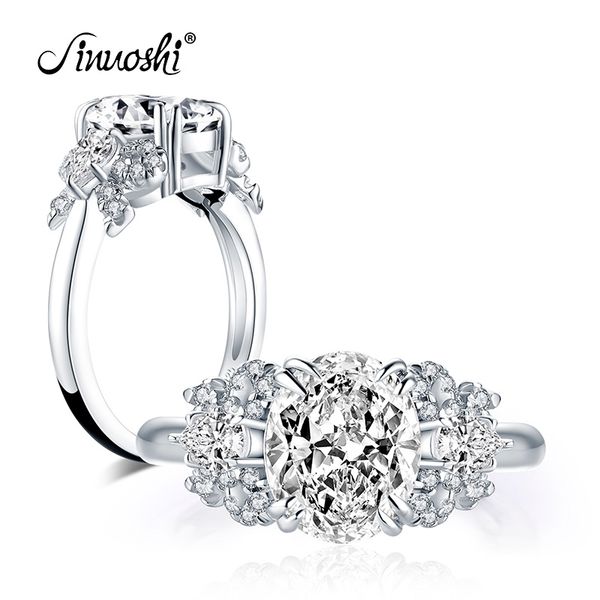 

ainuoshi fashion 925 sterling silver 3.0ct oval cut engagement ring simulated diamond wedding 8x10mm bridal ring jewelry gift y200106, Slivery;golden