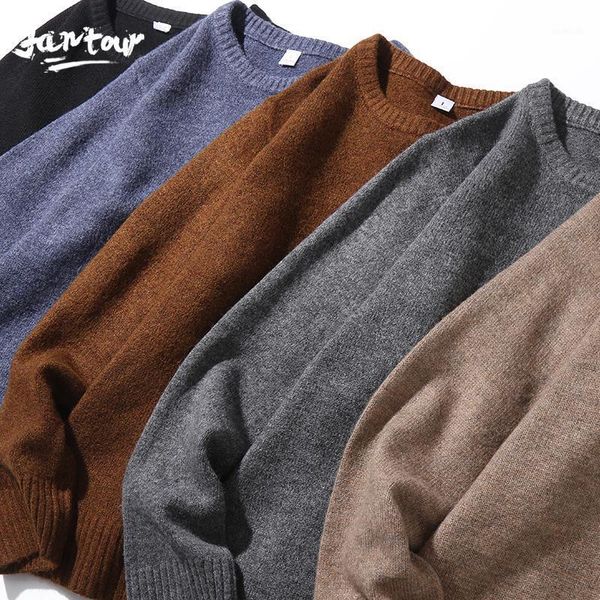 

winter thickne pullover men o-neck solid color long sleeve warm loose sweaters men's black gray sweater man brand clothing -2xl1, White;black