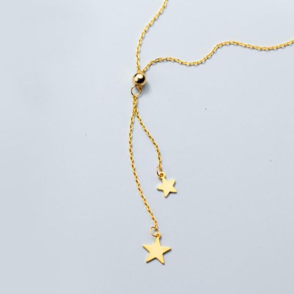 

925 sterling silver women star ball choker y necklace gift a2661, Golden;silver