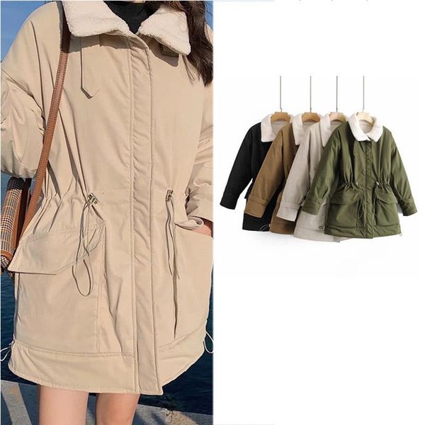 

fashionable puffer jacket women 2021 korean loose thin fur collar thick warm coats cotton padded winter clothes women parkas, Black