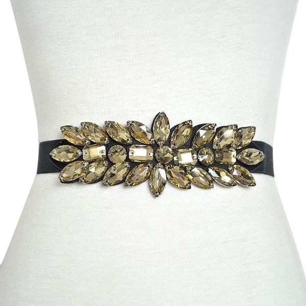 

women belt rhinestone elastic wide belt wedding party waistband with your long shirts dresses skirts apparel accessories, Black;brown
