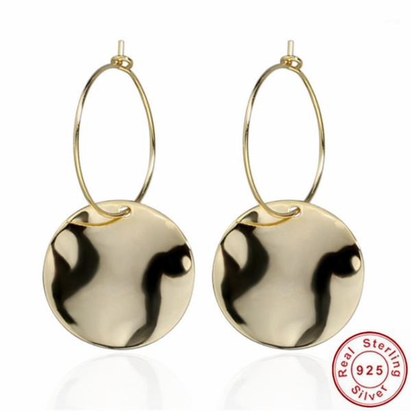 

gold color small blank round pendant hoop earrings 925 silver women jewelry1, Golden;silver
