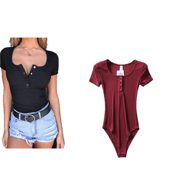 

new solid color one piece round neck single breasted slim for women in spring and summer 2019, Black;gray