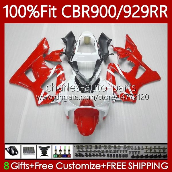 Spritzgusskörper für HONDA CBR929RR CBR929 CBR 929RR 900RR 900 929 RR CC 00 01 Karosserie 68No.18 CBR900 900CC 929CC 00-01 CBR900RR 2000 2001 OEM-Verkleidung weiß glänzend