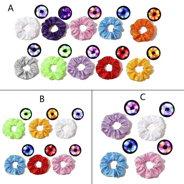 

hair accessories scrunchies led luminous scrunchy band satin elastic tie glow in dark women