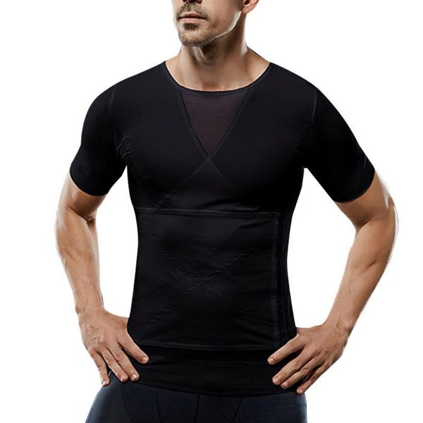 

mens slimming shapewear with zipper short sleeve shirt body shaper net nylon compression t-shirts sportswear accessories, Gray;blue