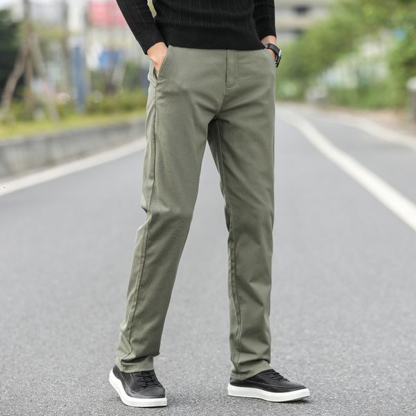 

2021 new cotton elastic comfortable large size loose straight tube mid waist solid color business casual pants men's, Black