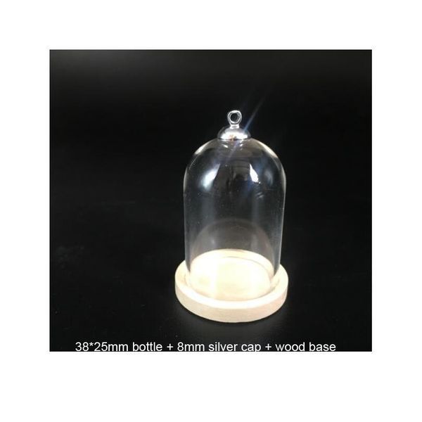 

1set 38*25mm bell jar shape tube clear glass bubble bottle & tray & connector for diy jewelry necklace accessories bbywes, Black