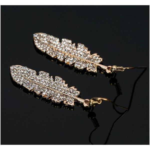 

vintage gold color crystal earring jewelry fashion brand glass rhinestone leaf drop earring cu sqcwcj new_dhbest, Silver