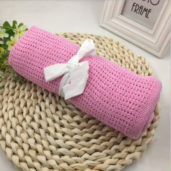 

newborn baby blankets super soft cotton crochet summer sleeping bed supplies hole wrap air-conditioning blanket for baby 90*70cm y201009