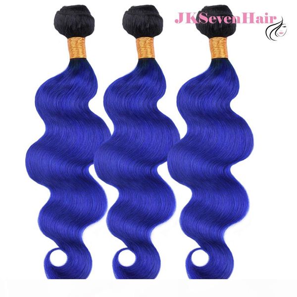 

1b blue body wave brazilian virgin hair extensions 3pcs malaysian peruvian indian dark rooted blue hair bundles for party, Black