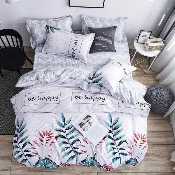 

flower leaf printing wedding gifts bedding sets flat sheet, pillowcase&duvet cover no quilt1