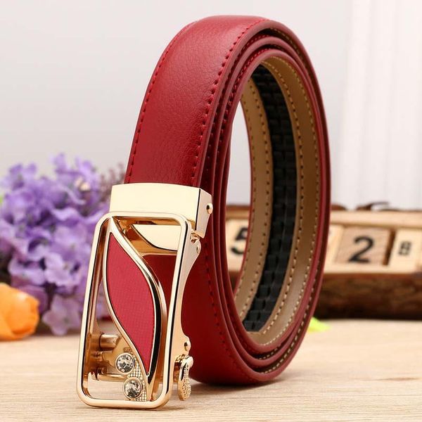 

belts women metal hollow leaves automatic deduction waistband lychee pattern genuine leather girdle xn286, Black;brown