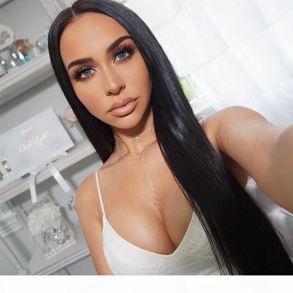 

human lace front wig straight long black with baby hair for black women virgin brazilian remy 13x4 lacefront human hair wigs pre plucked, Black;brown
