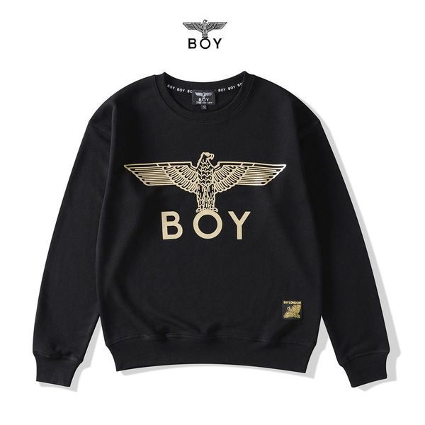 

european and american new fashion brand stamping round neck sweater men and women cotton lovers casual loose long sleeve coat, Black