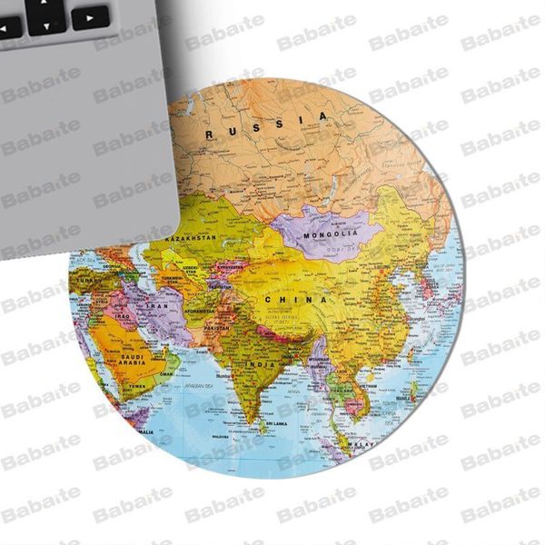 

4fds2awbabaite funny world map comfort mouse mat gaming size for 220*220*2mm round game mousepad