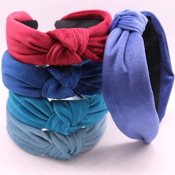 

blue velvet knot hairband headband for women girls hair accessories, Silver