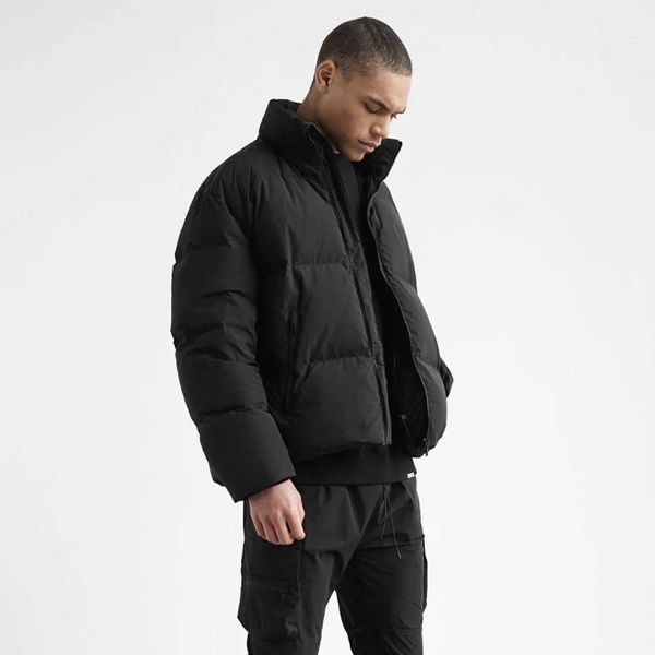 

men's down high street solid color thickened down cotton warm men's jacket women's couple's jacket, Black
