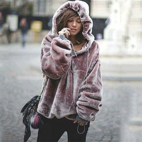 

womens autumn winter soild sweatshirt sweet harajuku loose hooded ladies warm hoodies fleece pullover female sweatshirt, Black