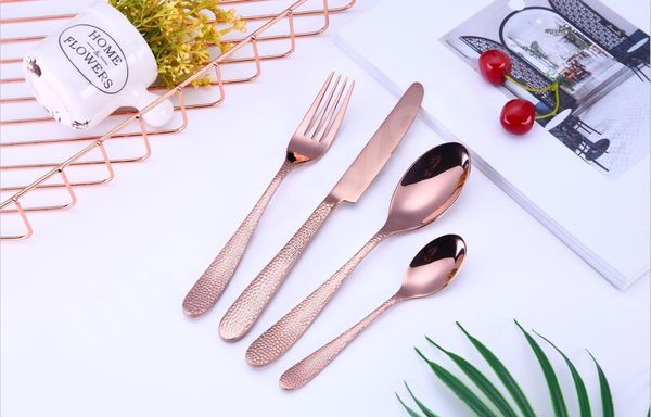 

5 colors high-grade gold cutlery flatware set spoon fork knife teaspoon stainless dinnerware sets kitchen tablew wmtulz dayupshop