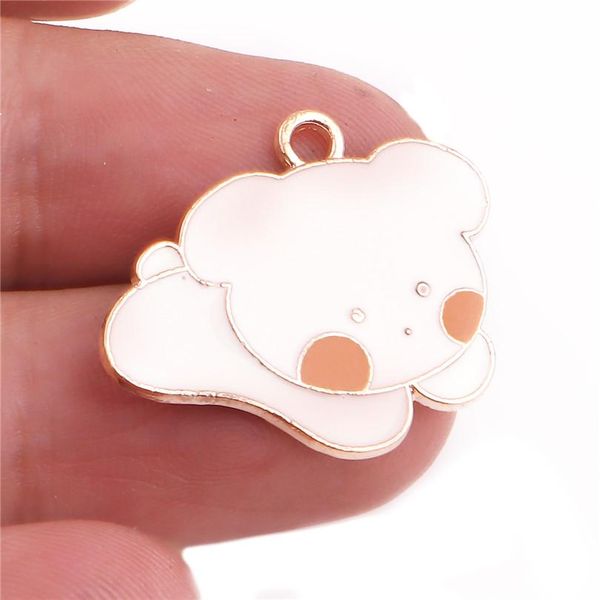 

10pcs/lot 26*20mm alloy enamel drop oil cute bear animals golden pendant findings charms for diy necklace accessories making jlliij, Silver